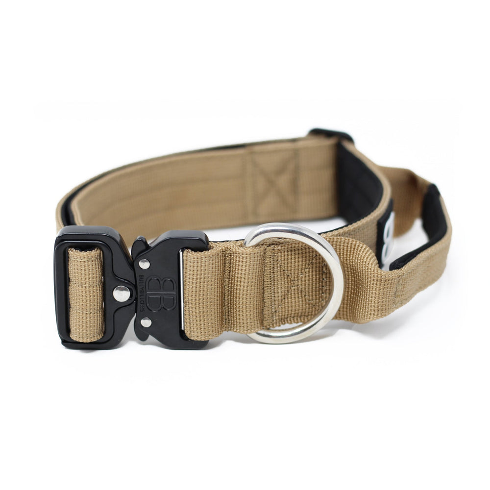 Bully Billows 4cm Combat® Collar | With Handle & Rated Clip - Military Tan v2.0 - The Pet Butcher - Bully Billows