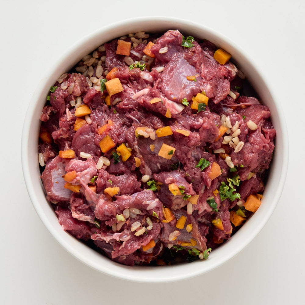 Kangaroo, Seasonal Veggies & Brown Rice (RAW MEAT) - The Pet Butcher - Packaged Meals 